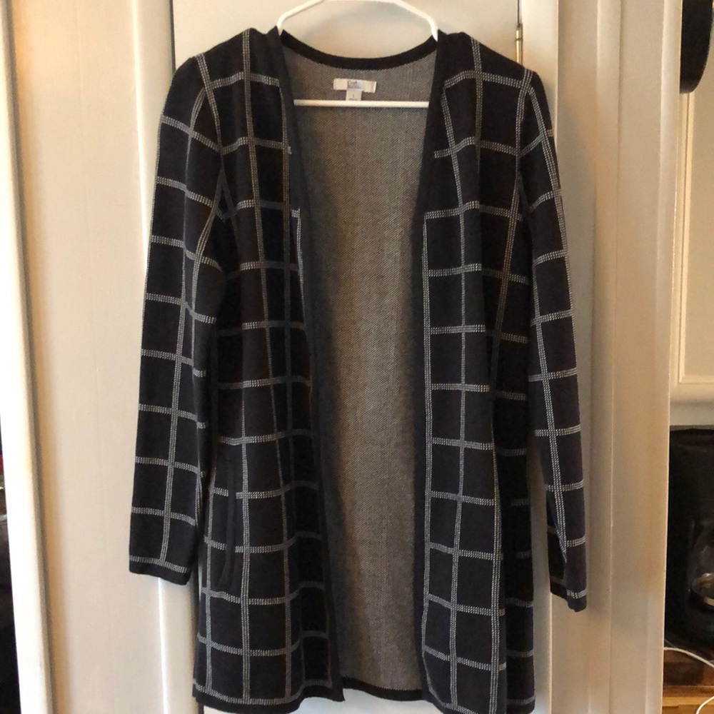 Black and white stitched cardigan